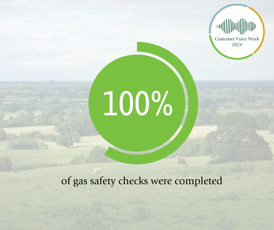 Graphic reading '100% of gas safety checks were completed'